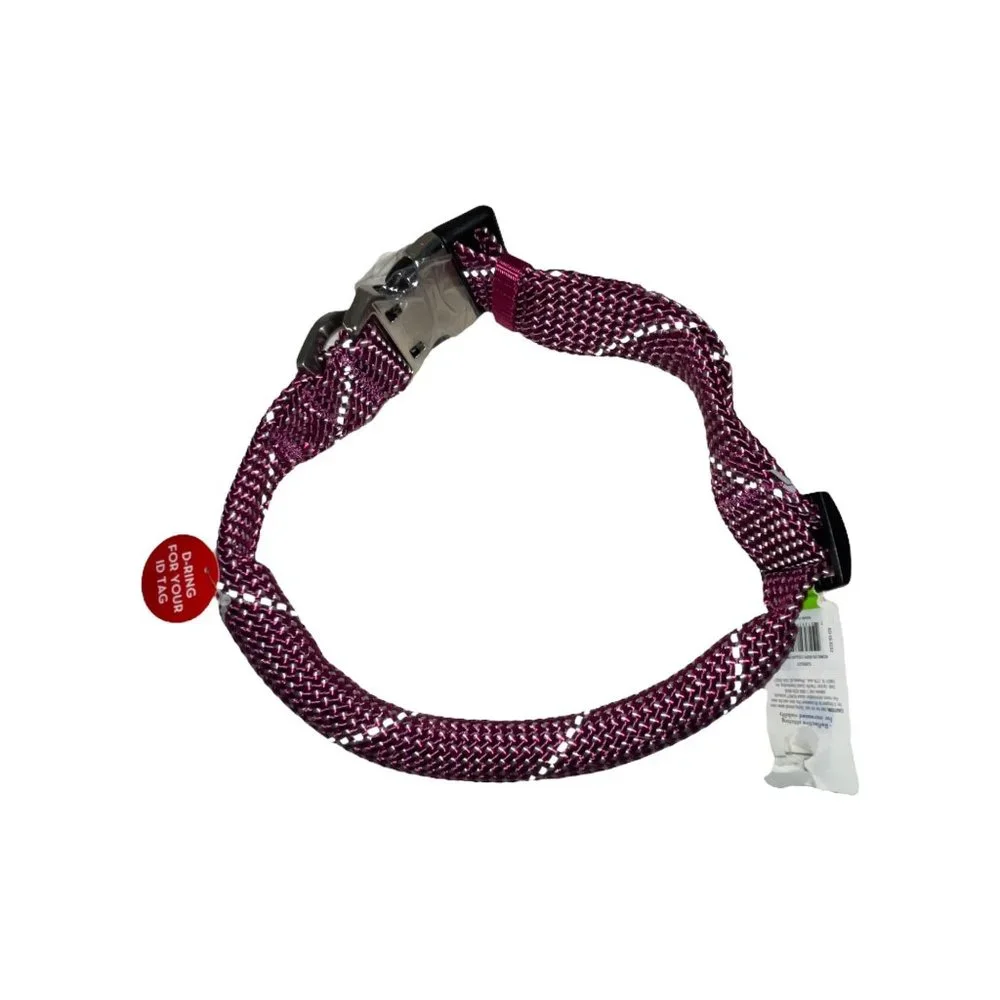 NWT Kong Rope Collar Reflective Stitching D-Ring Buckle Padded Dog XL 24-30